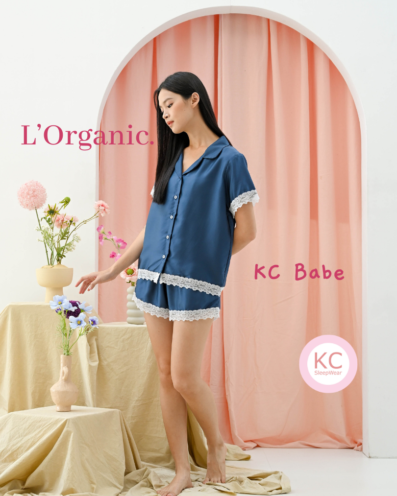 KC Babe In Navy Babe Luxury Organic Piyama Wanita Celana Pendek
