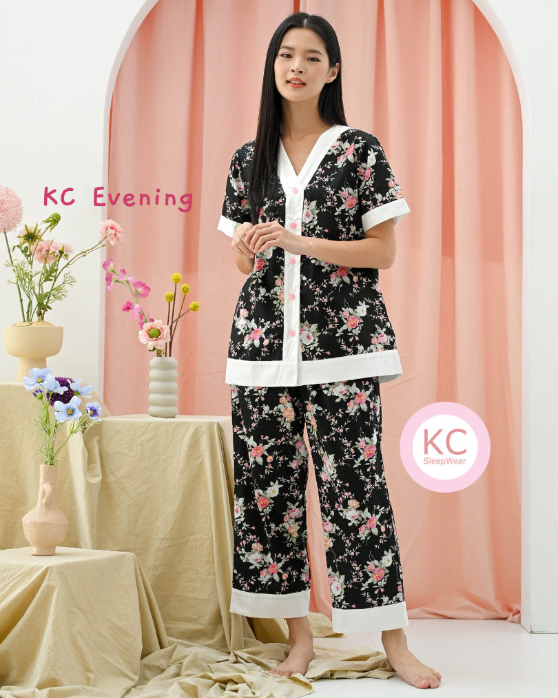 KC Evening in Darling Night Piyama Wanita Baju Tidur Lengan Pendek Celana Panjang