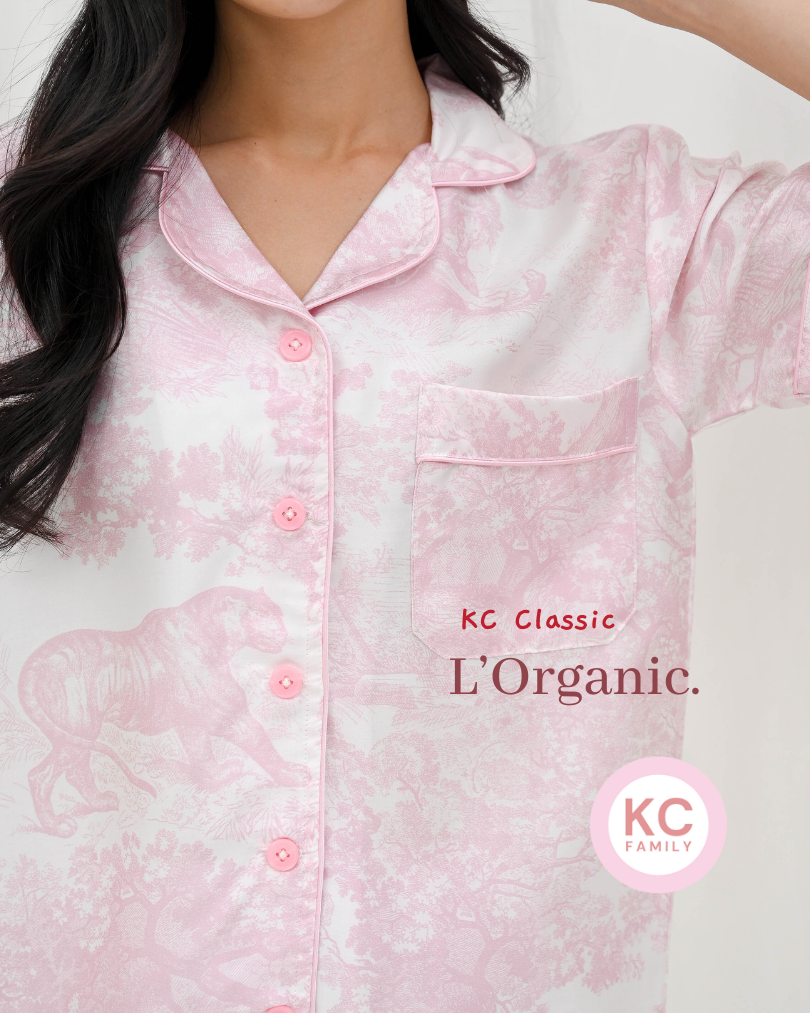 KC Classic In Pink Safari Piyama Wanita Baju Tidur Lengan Pendek Celana Panjang