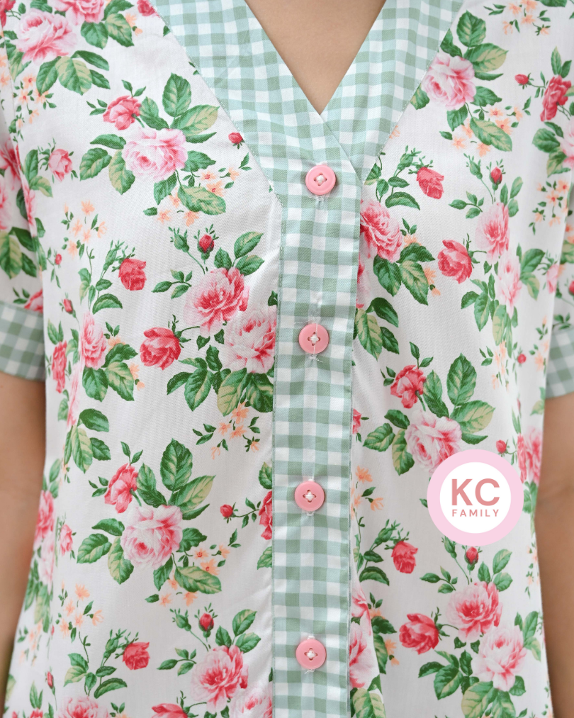 KC Evening in Rose Fantasia Piyama Wanita Baju Tidur Lengan Pendek Celana Panjang