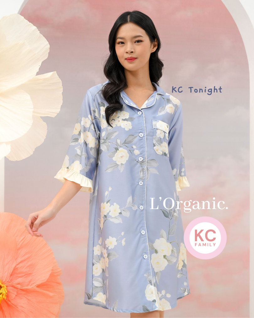 Classic Sleepdress in Belle Epoque Daster Wanita Baju Tidur Lengan 3/4