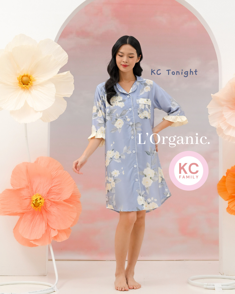 Classic Sleepdress in Belle Epoque Daster Wanita Baju Tidur Lengan 3/4