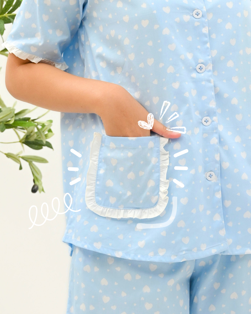 KC Kiyomi in Cotton Heart Piyama Wanita Baju Tidur Lengan Pendek Celana Pendek
