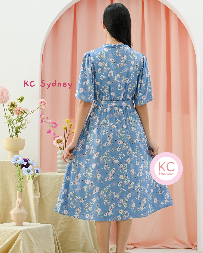 Dress KC Sydney in Bluey Bloom Homedress Daster Wanita