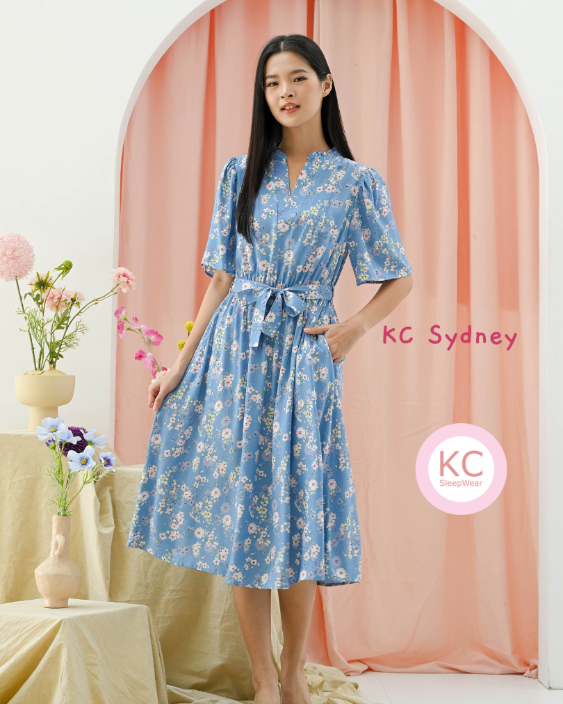 Dress KC Sydney in Bluey Bloom Homedress Daster Wanita