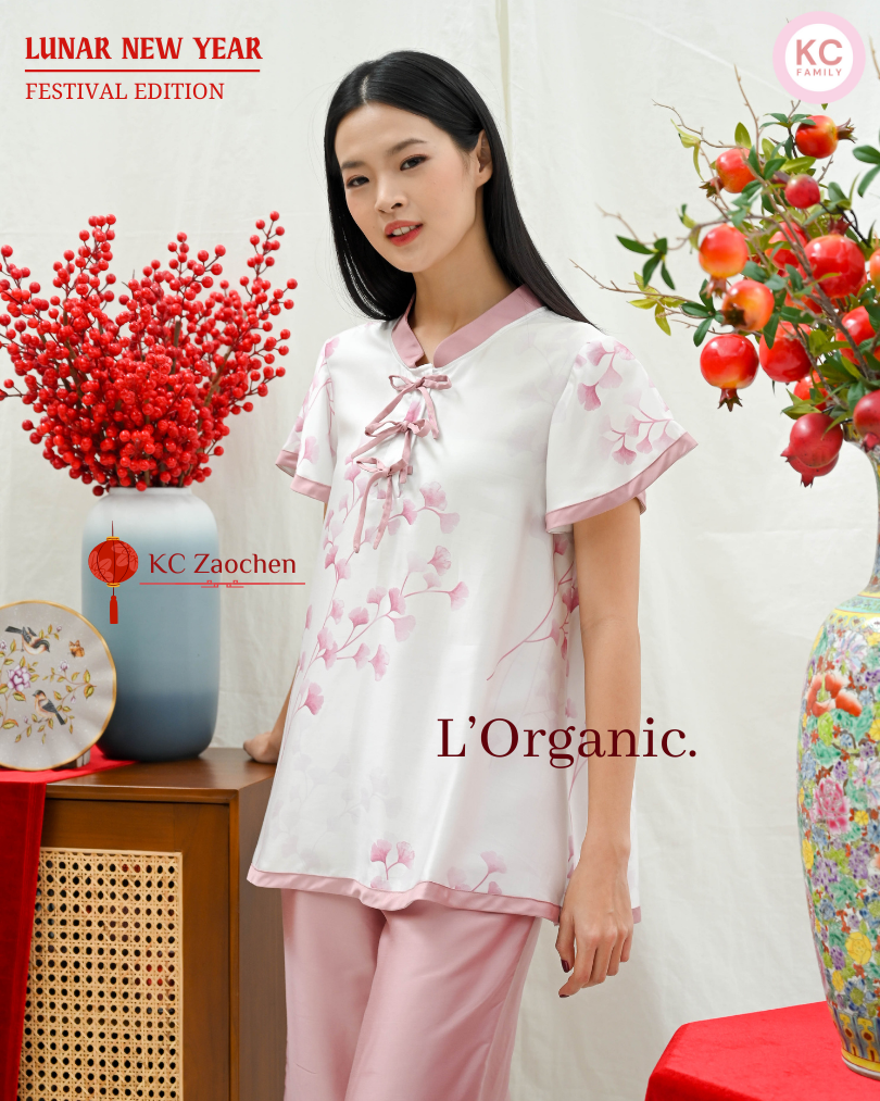 KC Zaochen in Rosegold Ginkgo Baju Imlek Ceongsam CNY Baju Shanghai