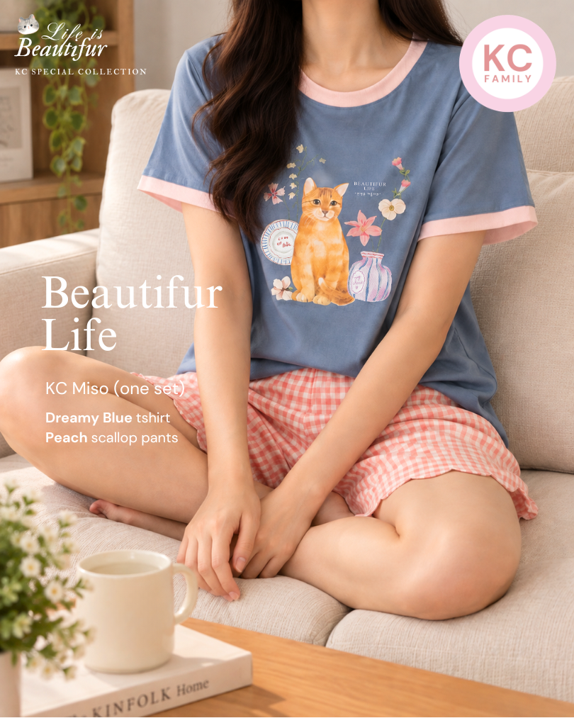 KC MISO in Beautifur Life Baju Kaos Dengan Celana Pendek Piyama Kaos