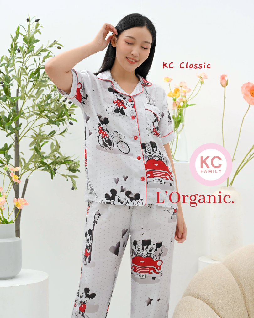 KC Classic in Mickey's Eiffe Piyama Wanita Baju Tidur Lengan Pendek Celana Panjang