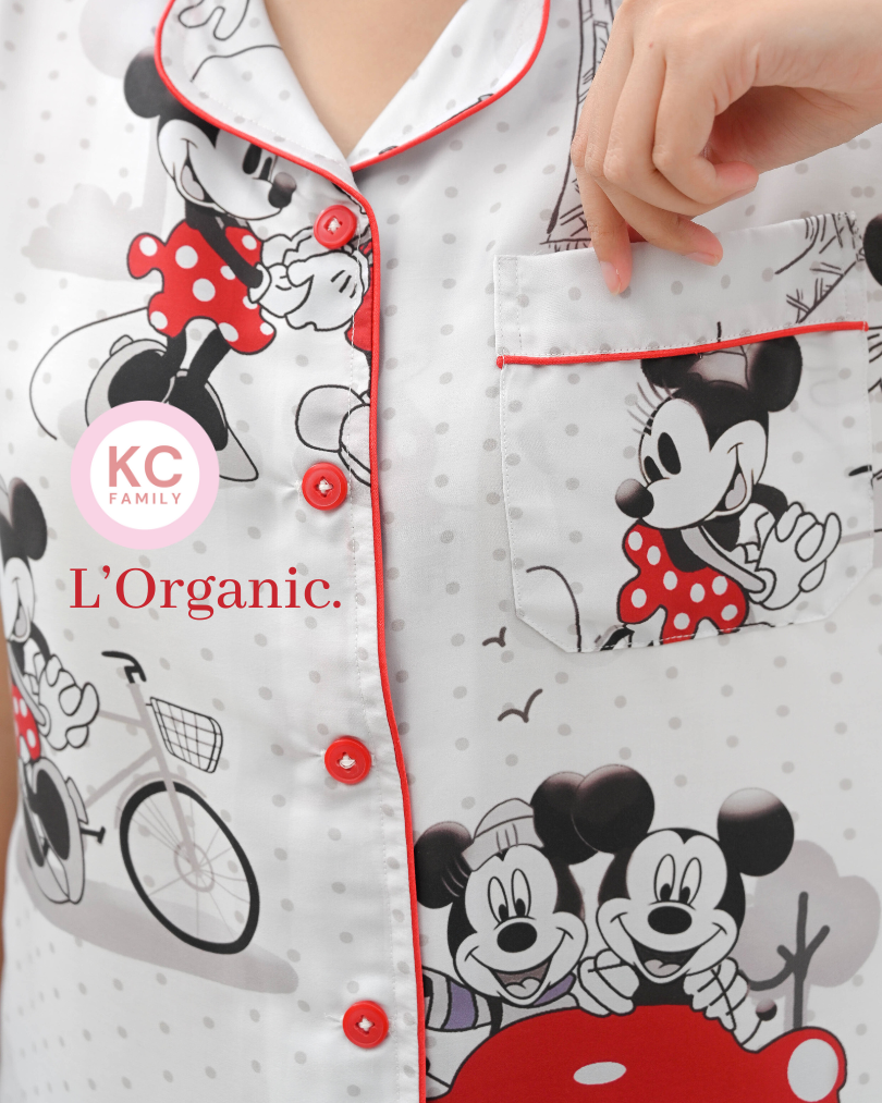 KC Classic in Mickey's Eiffe Piyama Wanita Baju Tidur Lengan Pendek Celana Panjang