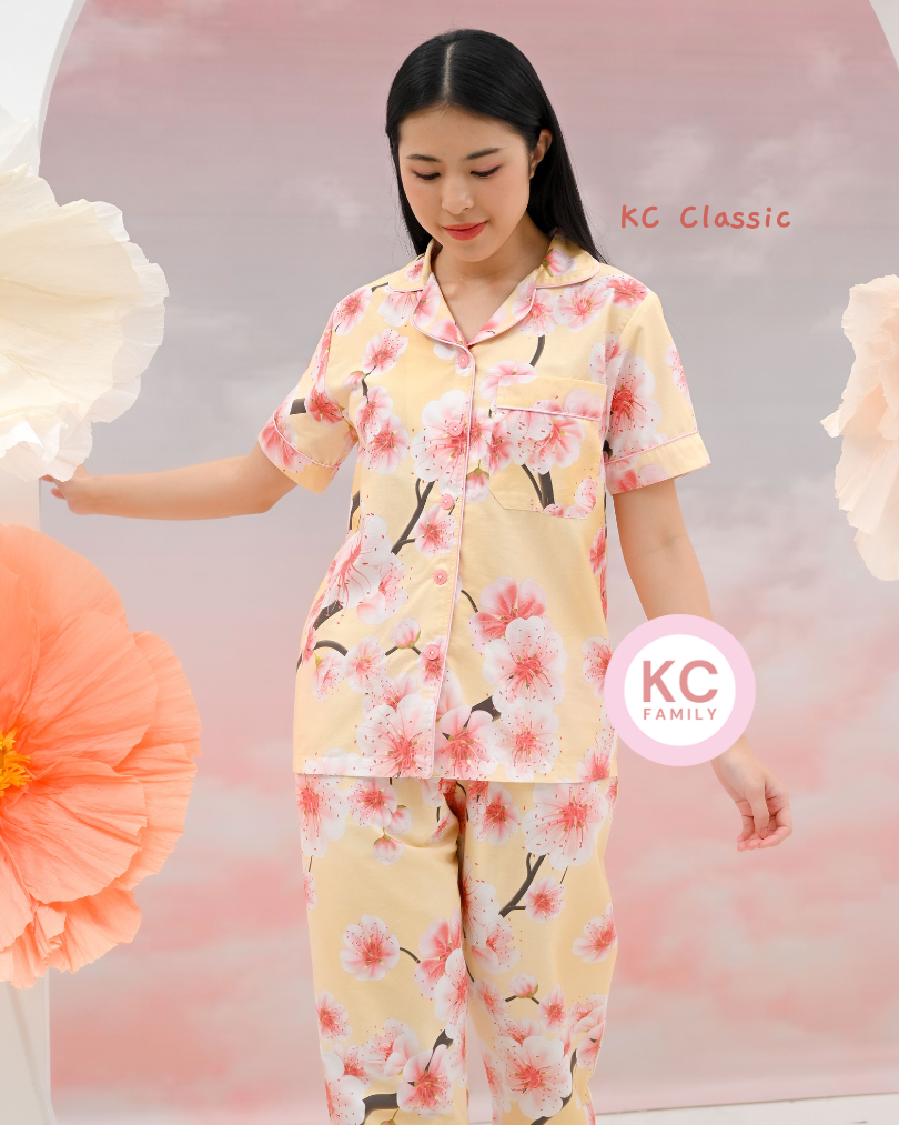 Classic Pajama in Sora no Hana Piyama Baju Tidur Wanita Lengan Pendek Celana Panjang