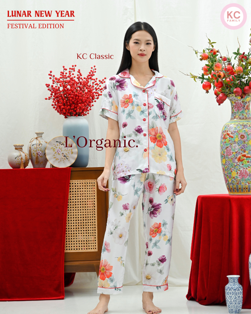 KC Classic in Flaming Amour Piyama Wanita Baju Tidur Lengan Pendek Celana Panjang