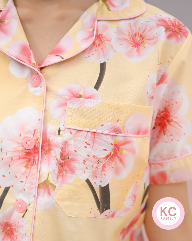 Classic Pajama in Sora no Hana Piyama Baju Tidur Wanita Lengan Pendek Celana Panjang