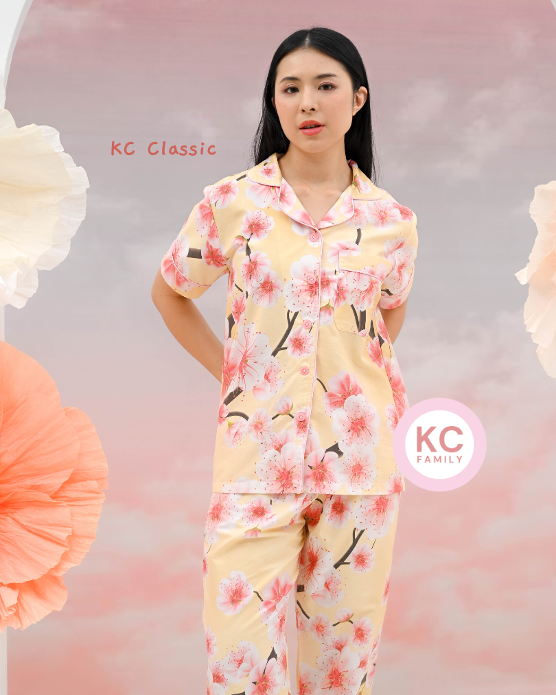 Classic Pajama in Sora no Hana Piyama Baju Tidur Wanita Lengan Pendek Celana Panjang