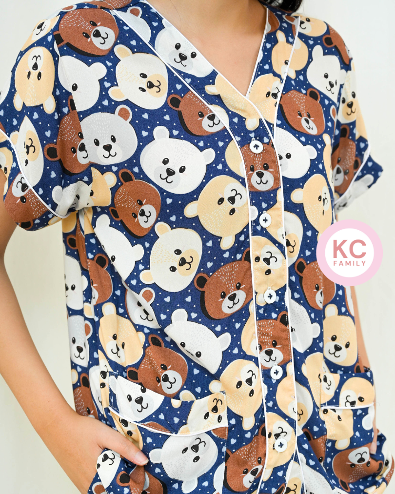 KC Glee in Frosty Bear Piyama Wanita Baju Tidur Lengan Pendek Celana Panjang