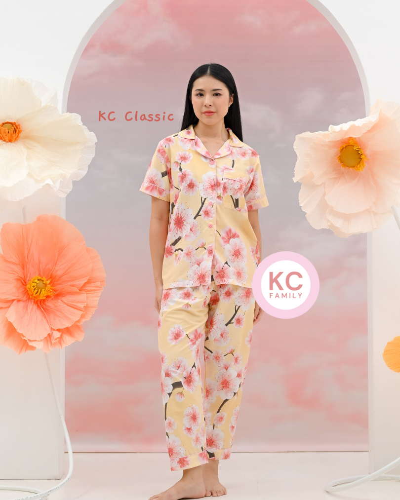 Classic Pajama in Sora no Hana Piyama Baju Tidur Wanita Lengan Pendek Celana Panjang