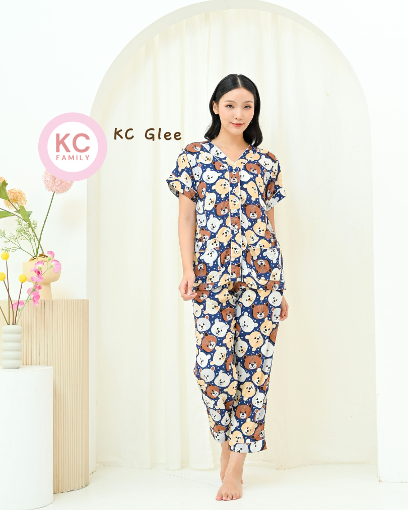 KC Glee in Frosty Bear Piyama Wanita Baju Tidur Lengan Pendek Celana Panjang