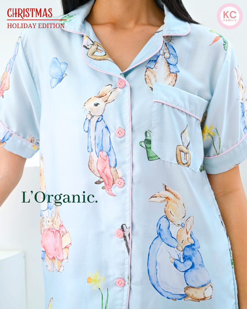 KC Classic in Rabbit Family Piyama Wanita Baju Tidur Lengan Pendek Celana Panjang