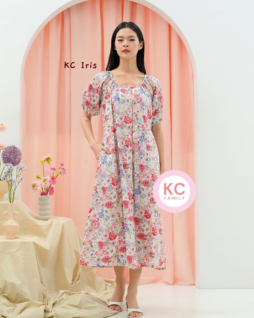 KC Iris in Gerbera Kiss Dress Daster Homedress Wanita