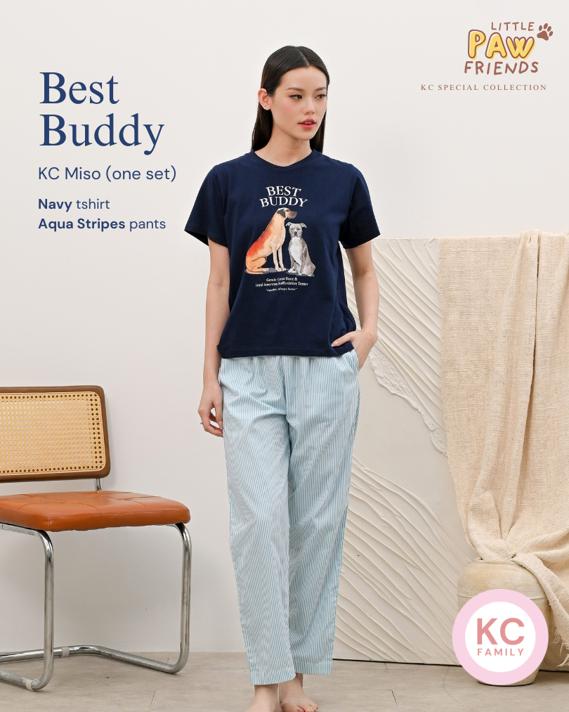 KC Miso In Best Buddy Baju Kaos dengan Celana Pendek Piyama Kaos
