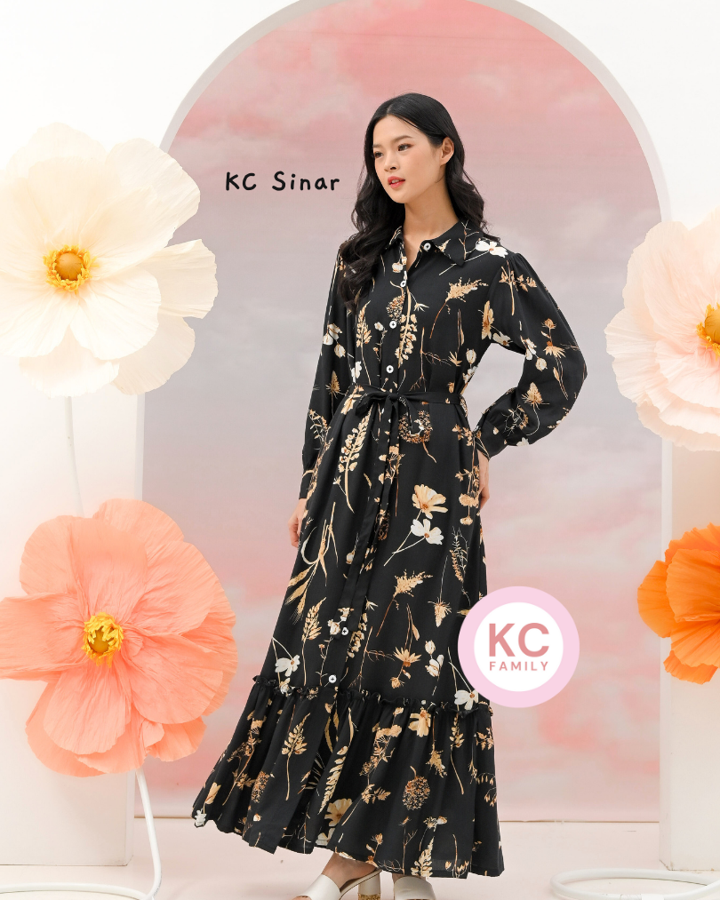KC Sinar in Golden Alma Dress Gamis Lebaran Homedress
