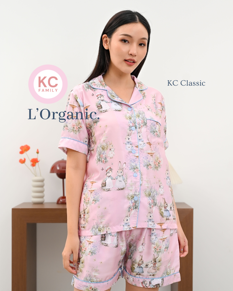 Classic pajama Sweet Bunny Bestie Piyama Wanita Baju Tidur Lengan Pendek Celana Pendek