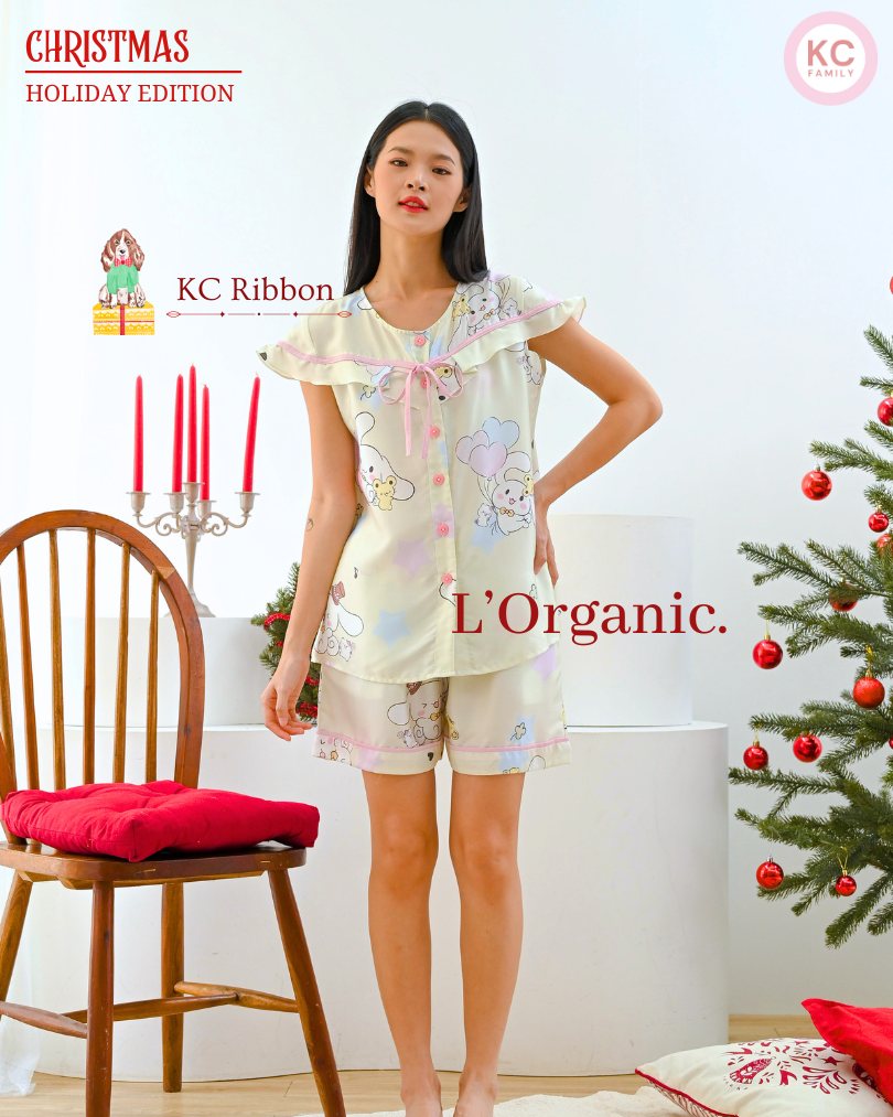 KC Ribbon in Ballon Friends Baju Tidur Wanita Lengan Pendek Celana Pendek