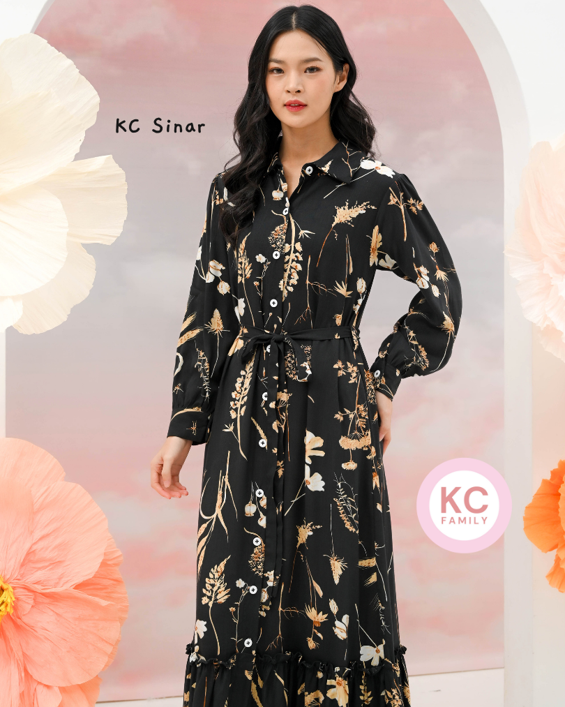 KC Sinar in Golden Alma Dress Gamis Lebaran Homedress