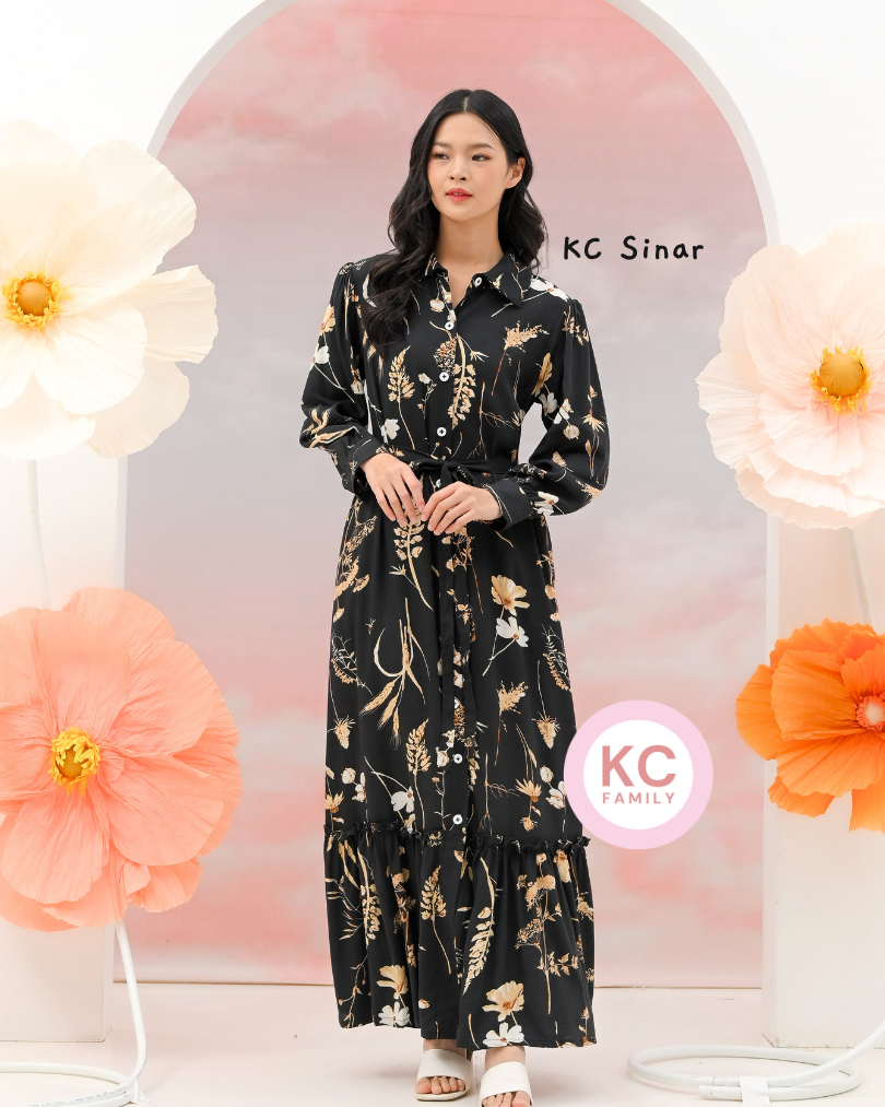 KC Sinar in Golden Alma Dress Gamis Lebaran Homedress