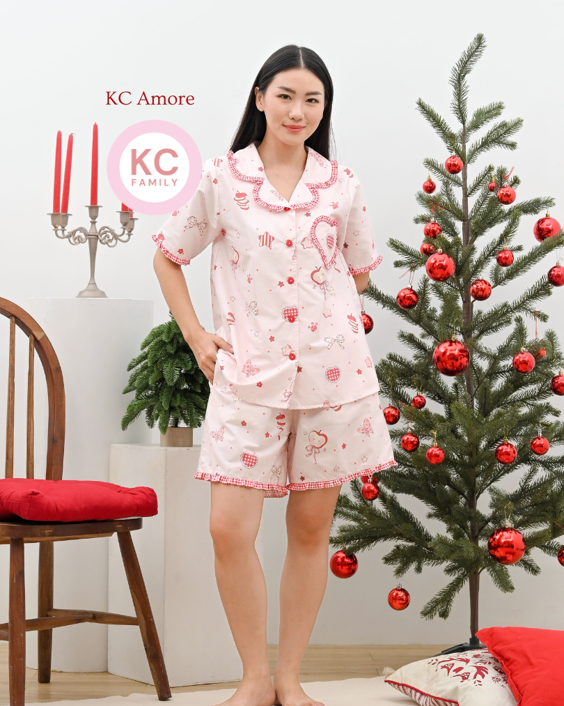 KC Amore in Candy cane Piyama Wanita Lengan Pendek Celana Pendek