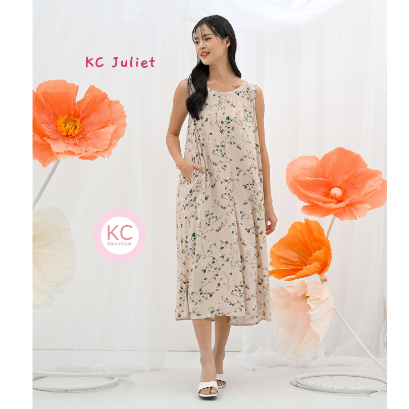 KC Juliet in Little Brown Fleur Dress Wanita Baju Tidur Wanita