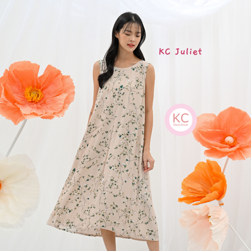 KC Juliet in Little Brown Fleur Dress Wanita Baju Tidur Wanita
