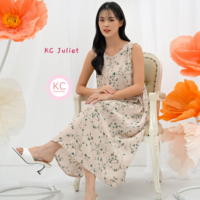 KC Juliet in Little Brown Fleur Dress Wanita Baju Tidur Wanita