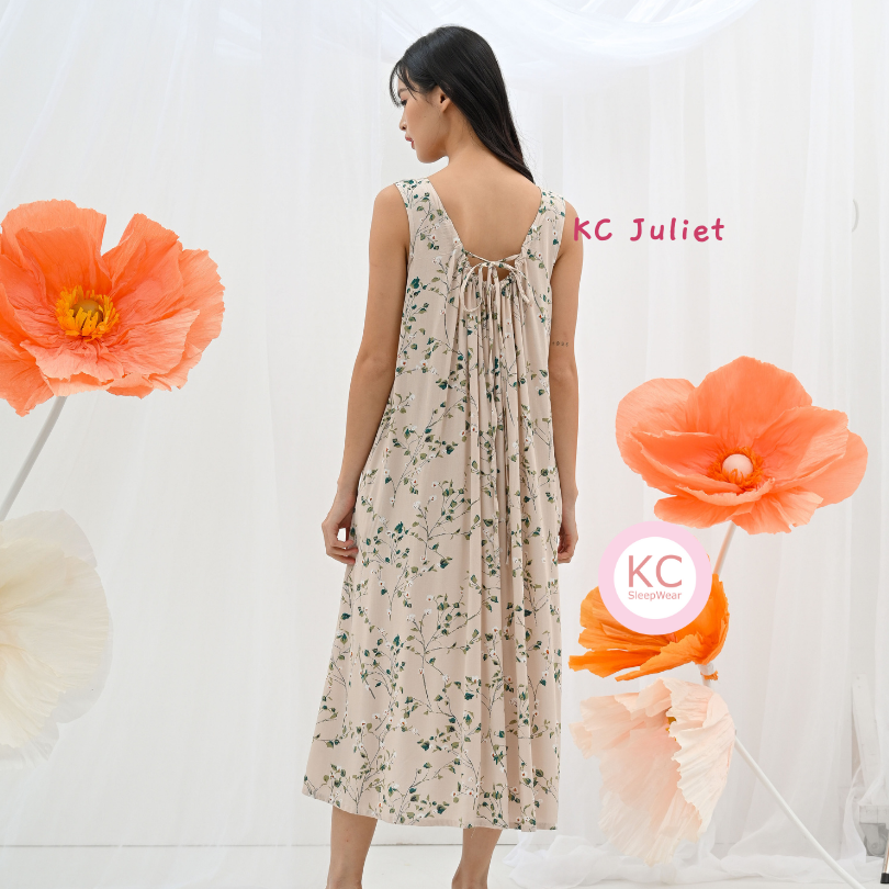 KC Juliet in Little Brown Fleur Dress Wanita Baju Tidur Wanita