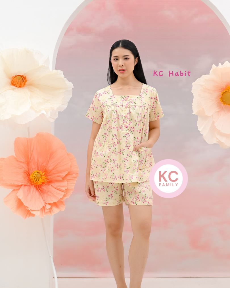 KC Habit in Summer Picnic Piyama Baju Tidur Wanita Lengan Pendek Celana Pendek