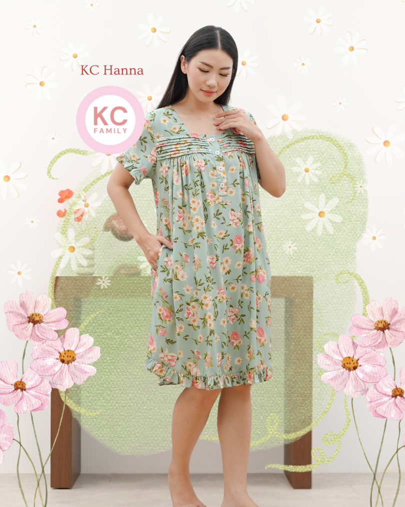 KC Hanna Dress in Dear Daisy Homedress Wanita Daster Wanita Lengan Pendek