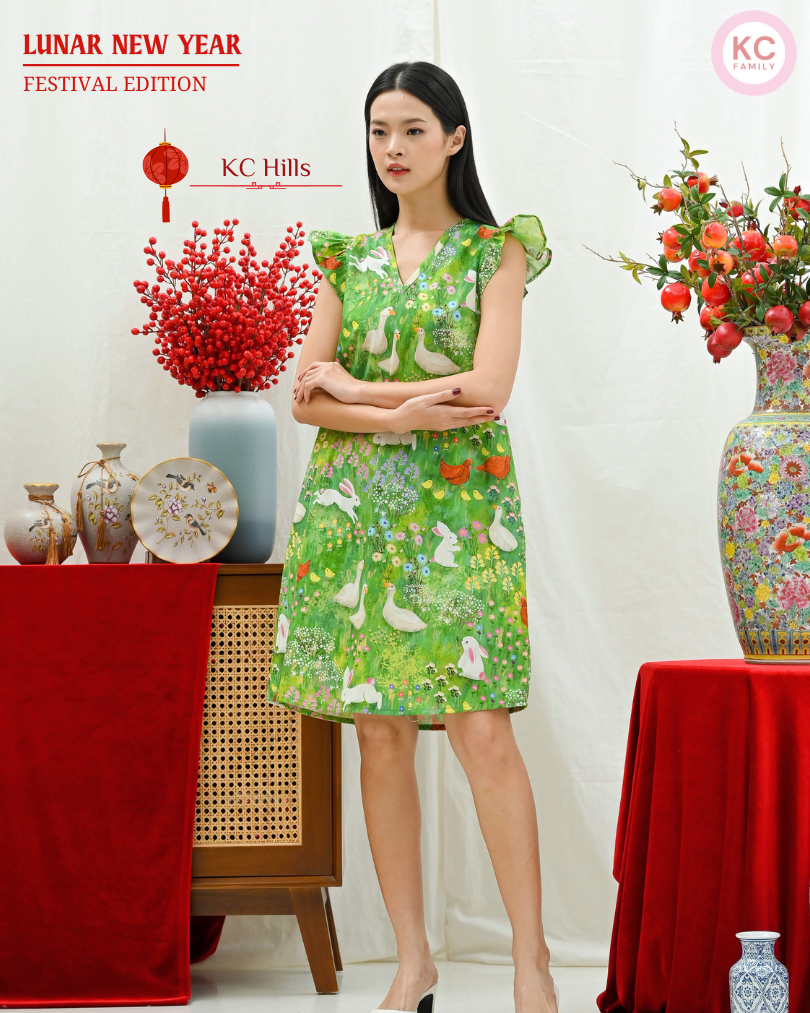 KC Hills in Garden Bunny Homedress Wanita Daster Wanita Lengan Pendek