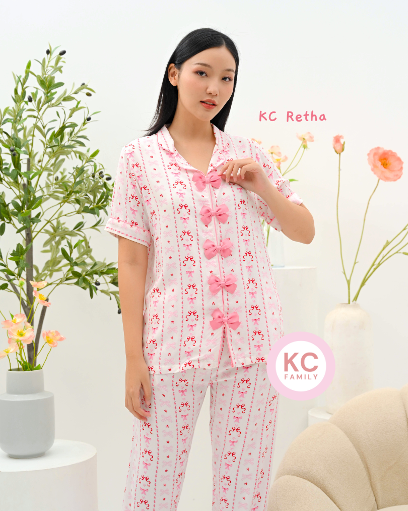 KC Retha in Blushberry Baju Tidur Wanita Lengan Pendek Celana Panjang