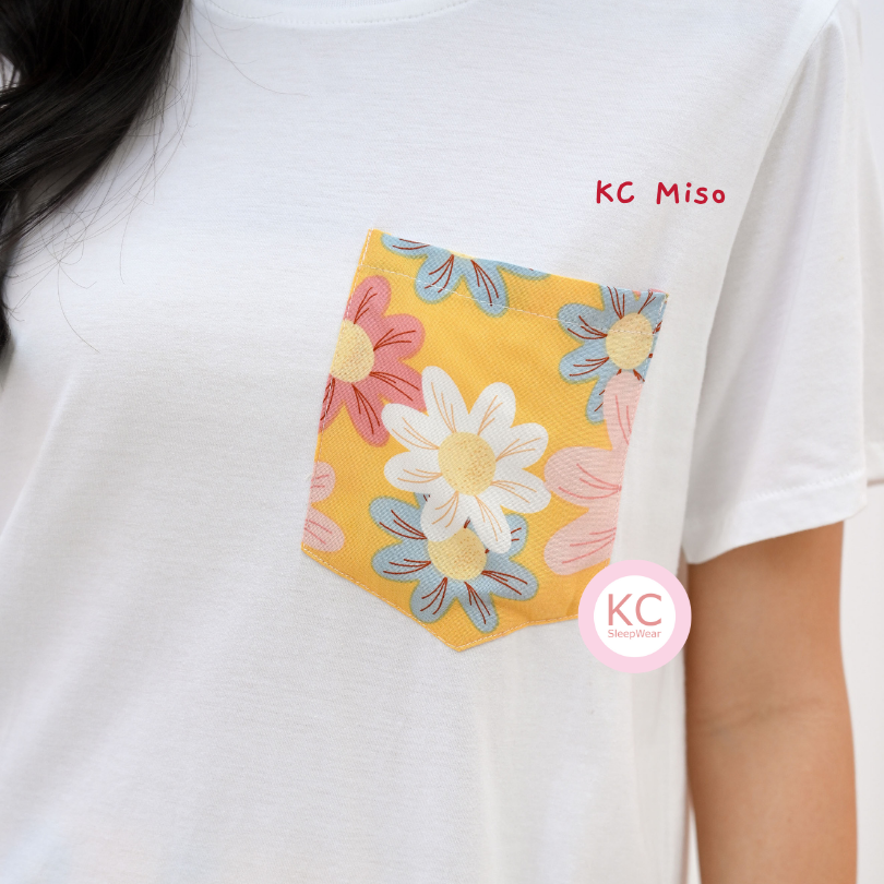 KC Miso in Painted Yellow Flower Piyama Wanita / Baju Tidur Lengan Pendek Celana Panjang