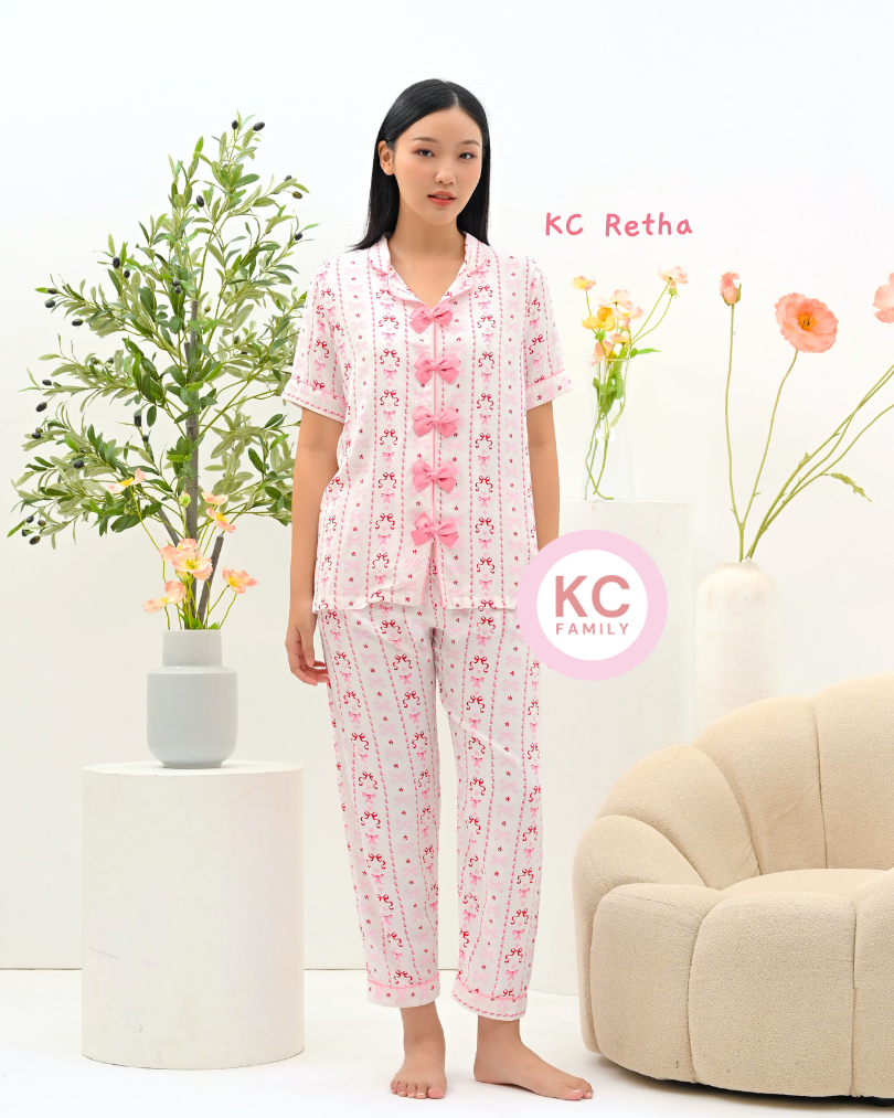 KC Retha in Blushberry Baju Tidur Wanita Lengan Pendek Celana Panjang