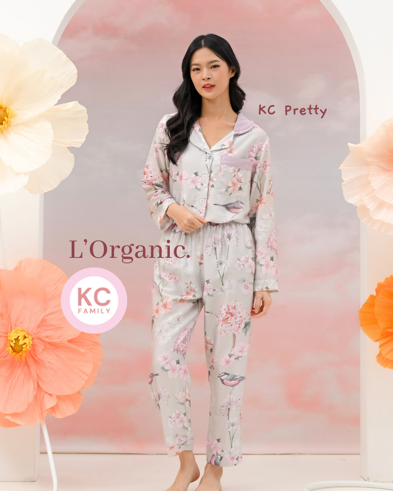 KC Pretty in Maison Fleur Baju Tidur Wanita Celana Panjang Lengan Panjang Organic
