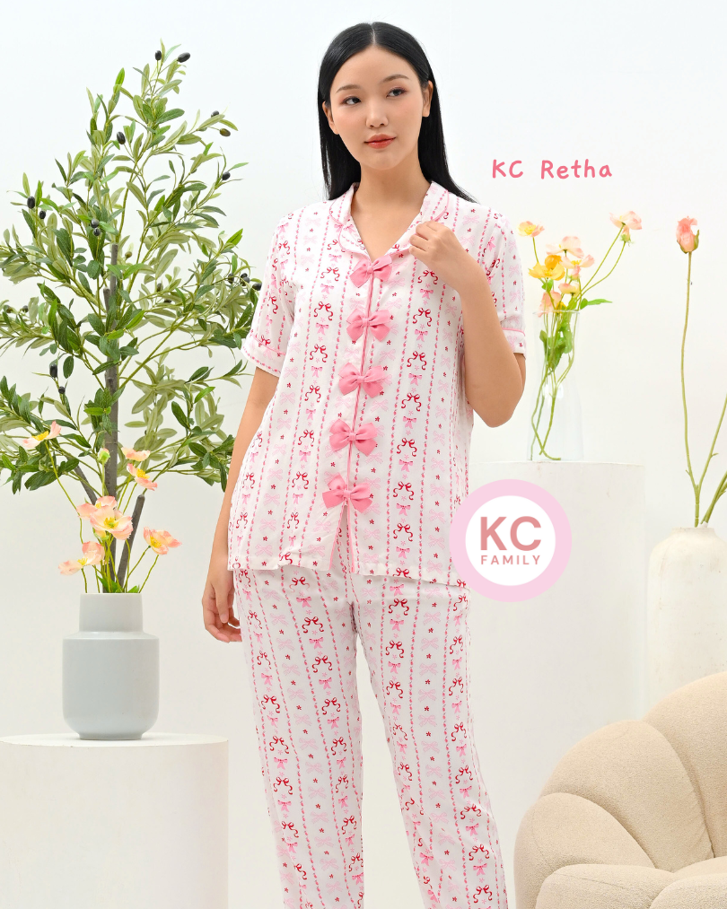 KC Retha in Blushberry Baju Tidur Wanita Lengan Pendek Celana Panjang