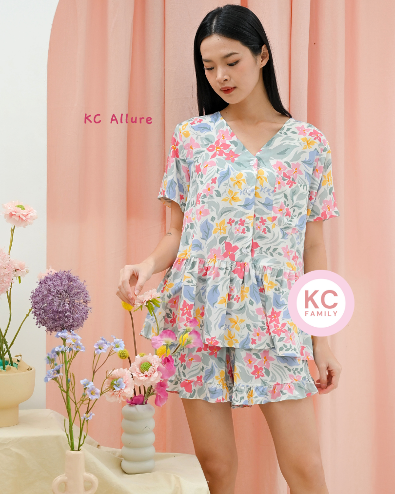 KC Allure in Floral Harmony Piyama Wanita / Baju Tidur Lengan Pendek Celana Pendek