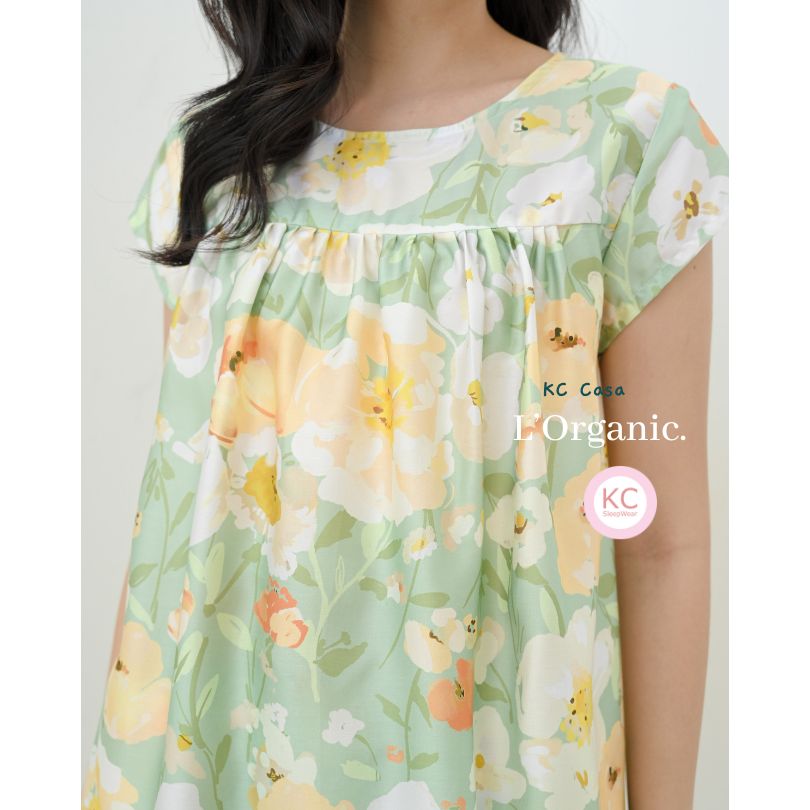 KC Casa In Summer Green Piyama Luxury Organic Wanita Baju Tidur Lengan Pendek Celana Pendek