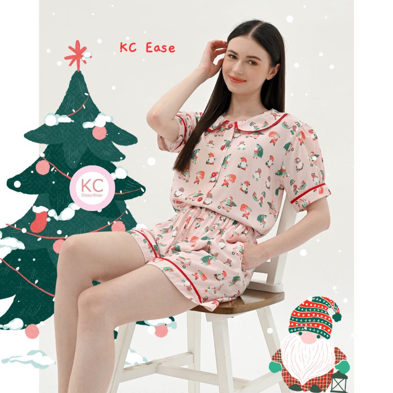 KC Ease In Pink Elf Piyama Wanita Celana Pendek Lengan Pendek