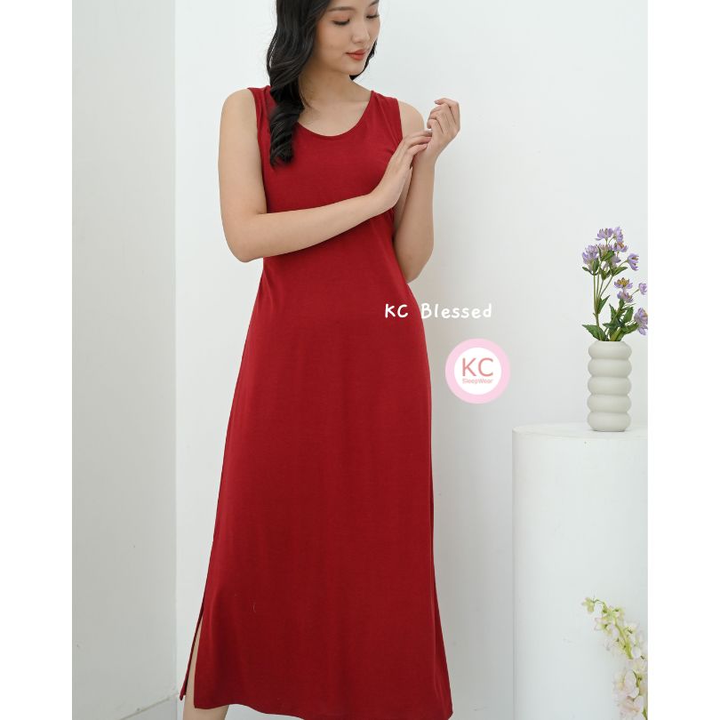 KC Blessed Dress Wanita Homdress Daster tanpa lengan baju rumah Dress jalan