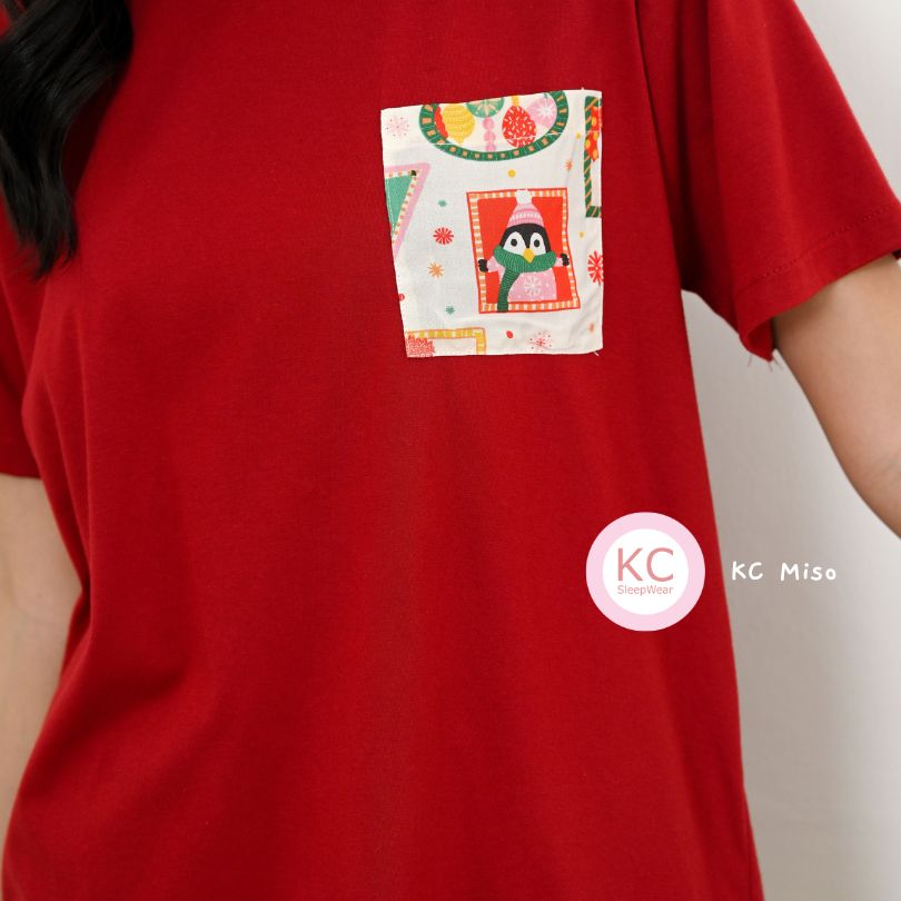 KC Miso Holiday Stamp Baju Kaos Lengan Pendek Celana Panjang