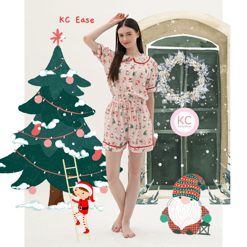 KC Ease In Pink Elf Piyama Wanita Celana Pendek Lengan Pendek