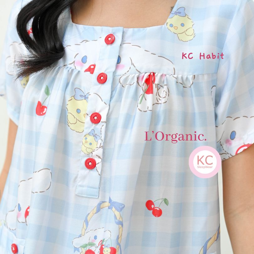 KC Habit In Cute Puppy Grid Piyama Wanita Celana Panjang