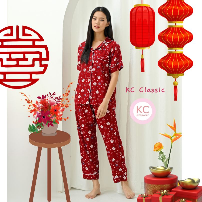 KC CLASSIC In Prosper Daisy Baju Tidur Wanita Celana Panjang Lengan Pendek