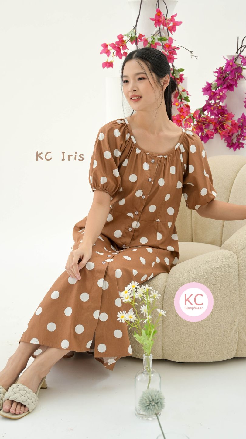 KC Iris in Choco Polkadots Dress Wanita